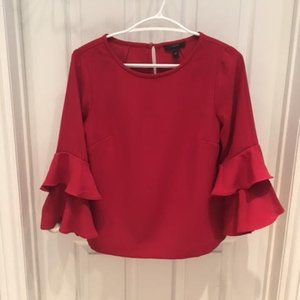JCrew Bell Sleeve Blouse Red Size 2P (perfect length for 5'6 feet under)